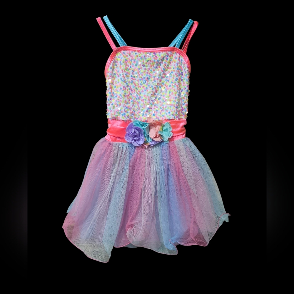 Weissman Pink and Blue Dress with Tulle Layers Size 6